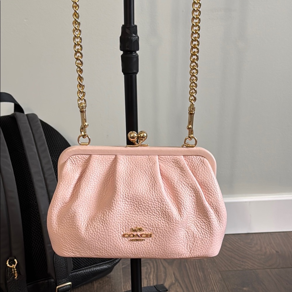 Coach Pink and Gold Crossbody Bag with Vintage Frame
